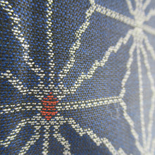 画像をギャラリービューアに読み込む, ウール着物 アンサンブル 着物と羽織2点セット 単衣 紺色ｘ青色ｘ灰色ｘ赤色 麻の葉模様 広衿 カジュアルきもの 普段着物 仕立て上がり 身丈153cm