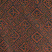 画像をギャラリービューアに読み込む, 紬 着物 アンサンブル 着物と羽織2点セット 袷 黒色ｘ赤オレンジ色 幾何学模様 広衿 カジュアルきもの 普段着物 仕立て上がり 身丈160cm