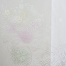 画像をギャラリービューアに読み込む, 襦袢 長襦袢 白色ｘ多色 ぼかし 地紋入り 花車模様 正絹 半衿付き 衿抜き付き 衿 仕立て上がり 女性着物用 身丈132cm