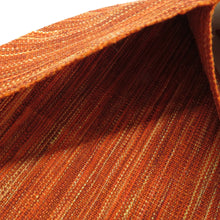 画像をギャラリービューアに読み込む, 名古屋帯 正絹 紬 オレンジ色ｘ黄色 縞模様 全通柄 着物帯 カジュアル 長さ342cm