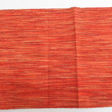 画像をギャラリービューアに読み込む, 名古屋帯 正絹 紬 オレンジ色ｘ黄色 縞模様 全通柄 着物帯 カジュアル 長さ342cm