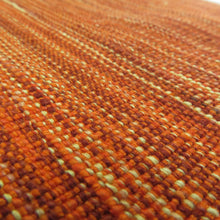 画像をギャラリービューアに読み込む, 名古屋帯 正絹 紬 オレンジ色ｘ黄色 縞模様 全通柄 着物帯 カジュアル 長さ342cm