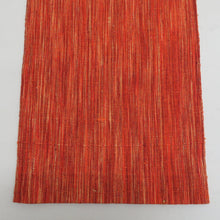 画像をギャラリービューアに読み込む, 名古屋帯 正絹 紬 オレンジ色ｘ黄色 縞模様 全通柄 着物帯 カジュアル 長さ342cm