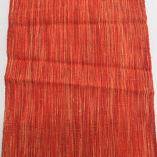 画像をギャラリービューアに読み込む, 名古屋帯 正絹 紬 オレンジ色ｘ黄色 縞模様 全通柄 着物帯 カジュアル 長さ342cm