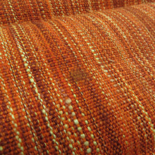 画像をギャラリービューアに読み込む, 名古屋帯 正絹 紬 オレンジ色ｘ黄色 縞模様 全通柄 着物帯 カジュアル 長さ342cm