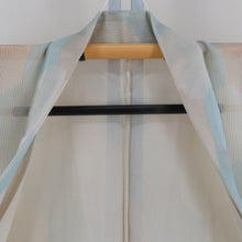 画像をギャラリービューアに読み込む, 小紋 夏物 紗単衣 夏着物 紗 バチ衿 絹 薄緑色ｘ薄黄色ｘ多色 亀甲模様 仕立て上がり 身丈155cm