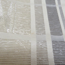 画像をギャラリービューアに読み込む, 袋帯 夏用 洒落袋帯 紗 六通柄 縦縞にガゼル幾何学模様 白色ｘ銀色 銀糸 正絹 仕立て上がり 夏物 長さ432cm