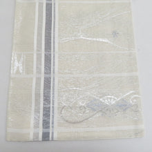 画像をギャラリービューアに読み込む, 袋帯 夏用 洒落袋帯 紗 六通柄 縦縞にガゼル幾何学模様 白色ｘ銀色 銀糸 正絹 仕立て上がり 夏物 長さ432cm