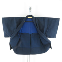 画像をギャラリービューアに読み込む, 男着物 アンサンブル ウール 単衣 幾何学模様 黒色ｘ紺色 男性用きもの 羽織 メンズ 仕立て上がり 小さいサイズ 和服 男物 カジュアル 身丈137.5cm