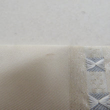 画像をギャラリービューアに読み込む, 名古屋帯 正絹 白色ｘ薄ピンク色 パステル系 お太鼓柄 幾何学模様 着物帯 カジュアル