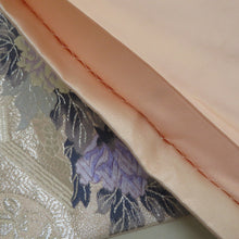 画像をギャラリービューアに読み込む, 袋帯 花鳥紋様 刺繍入り 桜 薄ピンク色ｘ銀色ｘ多色 シルバー系 六通柄 フォーマル向け 仕立て上がり 着物帯 長さ424cm