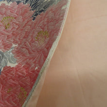 画像をギャラリービューアに読み込む, 袋帯 花鳥紋様 刺繍入り 桜 薄ピンク色ｘ銀色ｘ多色 シルバー系 六通柄 フォーマル向け 仕立て上がり 着物帯 長さ424cm