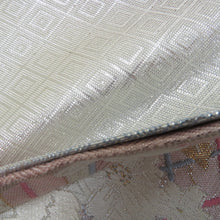 画像をギャラリービューアに読み込む, 袋帯 菱型に花と蝶々紋様 パステル系 金糸銀糸 六通柄 正絹 フォーマル向け 仕立て上がり 着物帯 長さ432cm