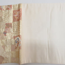 画像をギャラリービューアに読み込む, 袋帯 雲取りに波と格天井文様 金色ｘ多色 ゴールド系 金糸 六通柄 正絹 フォーマル向け 仕立て上がり 着物帯 長さ424cm