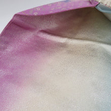 画像をギャラリービューアに読み込む, 名古屋帯 三松 Original Kimonossimo 正絹 銀糸 パステル系 水色ｘピンク色ｘ白色 花に蝶々文様 六通柄 着物帯 カジュアル帯 長さ372cm