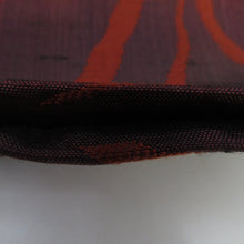 画像をギャラリービューアに読み込む, 名古屋帯 紬 エンジ色ｘ茶色ｘ紫色 流水文様 六通柄 正絹 カジュアル 着物帯 長さ352cm