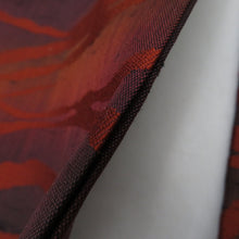 画像をギャラリービューアに読み込む, 名古屋帯 紬 エンジ色ｘ茶色ｘ紫色 流水文様 六通柄 正絹 カジュアル 着物帯 長さ352cm