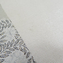 画像をギャラリービューアに読み込む, 袋帯 西陣織 銀糸 銀色ｘピンク色 寺院風景文様 六通柄 未仕立て 正絹 証紙付き カジュアル 着物帯 長さ424cm