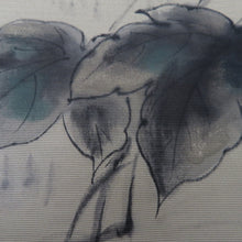 画像をギャラリービューアに読み込む, 名古屋帯 カーキ色ｘ白色 ぼかし 狸文様 お太鼓柄 染め模様 正絹 カジュアル 着物帯 長さ403cm