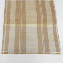 画像をギャラリービューアに読み込む, 袋帯 洒落袋帯 すくい織り 芝に霞文様 ベージュ色ｘ茶色ｘ緑色ｘ多色 お太鼓柄 正絹 金糸銀糸 カジュアル 着物帯 長さ452cm