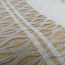 画像をギャラリービューアに読み込む, 袋帯 洒落袋帯 すくい織り 芝に霞文様 ベージュ色ｘ茶色ｘ緑色ｘ多色 お太鼓柄 正絹 金糸銀糸 カジュアル 着物帯 長さ452cm