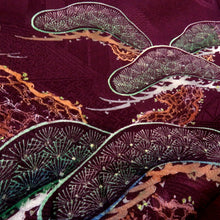 画像をギャラリービューアに読み込む, 色留袖 昔 アンティーク 昔着物 紫×多色 歌舞伎 素襖落 すおうおとし 紋入り 広衿 正絹 地模様 昔きもの レトロ 明治・大正ロマン 身丈156.6cm