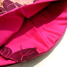 画像をギャラリービューアに読み込む, 名古屋帯 昔 アンティーク帯 ピンク×金赤紫 椿 昔名古屋帯 レトロ 明治・大正ロマン 正絹 カジュアル 長さ338.5cm