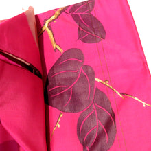 画像をギャラリービューアに読み込む, 名古屋帯 昔 アンティーク帯 ピンク×金赤紫 椿 昔名古屋帯 レトロ 明治・大正ロマン 正絹 カジュアル 長さ338.5cm