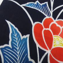 画像をギャラリービューアに読み込む, 反物 浴衣反物 紺地 花・葉 綿 藍染め 未仕立て 和裁練習用 生地 洋服リメイク