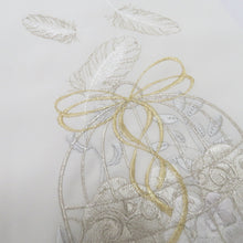 画像をギャラリービューアに読み込む, 刺繍半衿・重ね衿セット オフホワイト 花×鳥かご×羽根 Silelly シルエリー ブラック×ゴールド リバーシブル 新合繊 ポリエステル 半襟 伊達衿 モノトーン 振袖 礼装 成人式 卒業式 和装小物 日本製