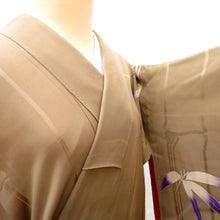 画像をギャラリービューアに読み込む, 訪問着 昔 アンティーク 昔着物 薄茶×多色 花々 金コマ刺繍 広衿 正絹 昔きもの レトロ 明治・大正ロマン 和洋ミックス 身丈155.5cm