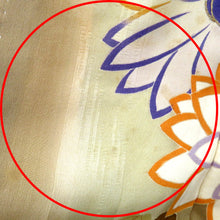 画像をギャラリービューアに読み込む, 訪問着 昔 アンティーク 昔着物 薄茶×多色 花々 金コマ刺繍 広衿 正絹 昔きもの レトロ 明治・大正ロマン 和洋ミックス 身丈155.5cm