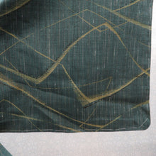 画像をギャラリービューアに読み込む, ウール着物 単衣 グリーン×イエロー 線デザイン しつけ糸付 バチ衿 カジュアルきもの 普段着物 仕立て上がり ウールきもの 和洋ミックス 身丈159cm