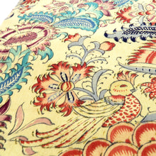 画像をギャラリービューアに読み込む, 名古屋帯 アンティーク帯 昔名古屋帯 薄茶×多色 鳥 花調 昔帯 九寸帯 レトロモダン 明治・大正ロマン 正絹 裏地は繻子地 長さ397cm