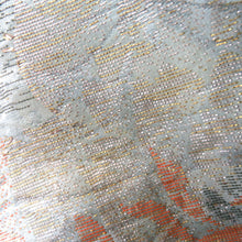 画像をギャラリービューアに読み込む, 羽織 昔 アンティーク 昔羽織 長羽織 正絹 ミントグリーン 金銀オレンジ花刺繍 地模様入 レトロ 和洋ミックス ちりよけ 防寒 上着 身丈95.7cm