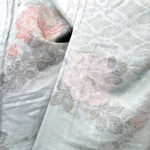 画像をギャラリービューアに読み込む, 羽織 昔 アンティーク 昔羽織 長羽織 正絹 ミントグリーン 金銀オレンジ花刺繍 地模様入 レトロ 和洋ミックス ちりよけ 防寒 上着 身丈95.7cm