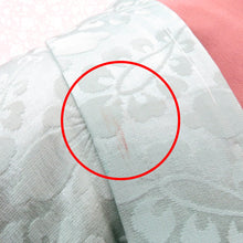 画像をギャラリービューアに読み込む, 羽織 昔 アンティーク 昔羽織 長羽織 正絹 ミントグリーン 金銀オレンジ花刺繍 地模様入 レトロ 和洋ミックス ちりよけ 防寒 上着 身丈95.7cm