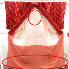 Load image into Gallery viewer, 小紋 昔 アンティーク 昔着物 赤×黒 グレー カラシ 幾何学柄 広衿 正絹 昔きもの レトロ 明治・大正ロマン カジュアル 身丈147.9cm