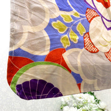 画像をギャラリービューアに読み込む, 羽織 アンティーク 昔長羽織 正絹 青×多色 橘 地模様 昔 レトロモダン 明治・大正ロマン ちりよけ 上着 身丈95cm