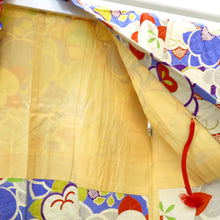 画像をギャラリービューアに読み込む, 羽織 アンティーク 昔長羽織 正絹 青×多色 橘 地模様 昔 レトロモダン 明治・大正ロマン ちりよけ 上着 身丈95cm