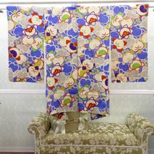 画像をギャラリービューアに読み込む, 羽織 アンティーク 昔長羽織 正絹 青×多色 橘 地模様 昔 レトロモダン 明治・大正ロマン ちりよけ 上着 身丈95cm