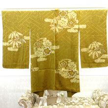 画像をギャラリービューアに読み込む, 羽織 アンティーク 昔長羽織 正絹 金茶系×白 金銀 地模様 松竹梅 刺繍 昔 レトロモダン 明治・大正ロマン ちりよけ 上着 身丈95.3cm