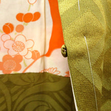 画像をギャラリービューアに読み込む, 羽織 アンティーク 昔長羽織 正絹 金茶系×白 金銀 地模様 松竹梅 刺繍 昔 レトロモダン 明治・大正ロマン ちりよけ 上着 身丈95.3cm