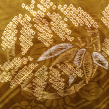 画像をギャラリービューアに読み込む, 羽織 アンティーク 昔長羽織 正絹 金茶系×白 金銀 地模様 松竹梅 刺繍 昔 レトロモダン 明治・大正ロマン ちりよけ 上着 身丈95.3cm