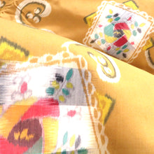 画像をギャラリービューアに読み込む, 羽織 アンティーク 昔長羽織 銘仙 正絹 茶系×多色 地模様 唐草 花 昔 レトロモダン 明治・大正ロマン ちりよけ 上着 身丈88.5cm