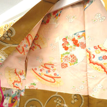 画像をギャラリービューアに読み込む, 羽織 アンティーク 昔長羽織 銘仙 正絹 茶系×多色 地模様 唐草 花 昔 レトロモダン 明治・大正ロマン ちりよけ 上着 身丈88.5cm