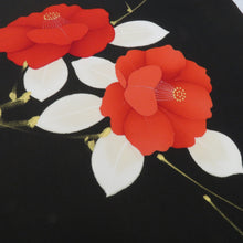 画像をギャラリービューアに読み込む, 正絹 塩瀬 牡丹 ブラック