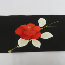 画像をギャラリービューアに読み込む, 名古屋帯 正絹 塩瀬 牡丹文様 お太鼓柄 九寸帯 黒色 カジュアル 仕立て上がり 着物帯 昔名古屋帯 長さ329cm