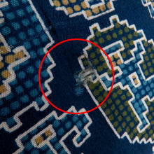 画像をギャラリービューアに読み込む, 名古屋帯 アンティーク帯 昔名古屋帯 紺×ベージュ緑白青 人・幾何学調 ドット 昔帯 レトロモダン 明治・大正ロマン 正絹 裏面繻子 長さ342.2cm