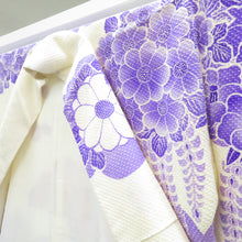 画像をギャラリービューアに読み込む, 振袖 正絹 ホワイト×パープル系 総絞り 花々 袷 広衿 成人式 卒業式 舞台衣装 フォーマル 仕立上り 着物 しぼり 身丈164.2cm